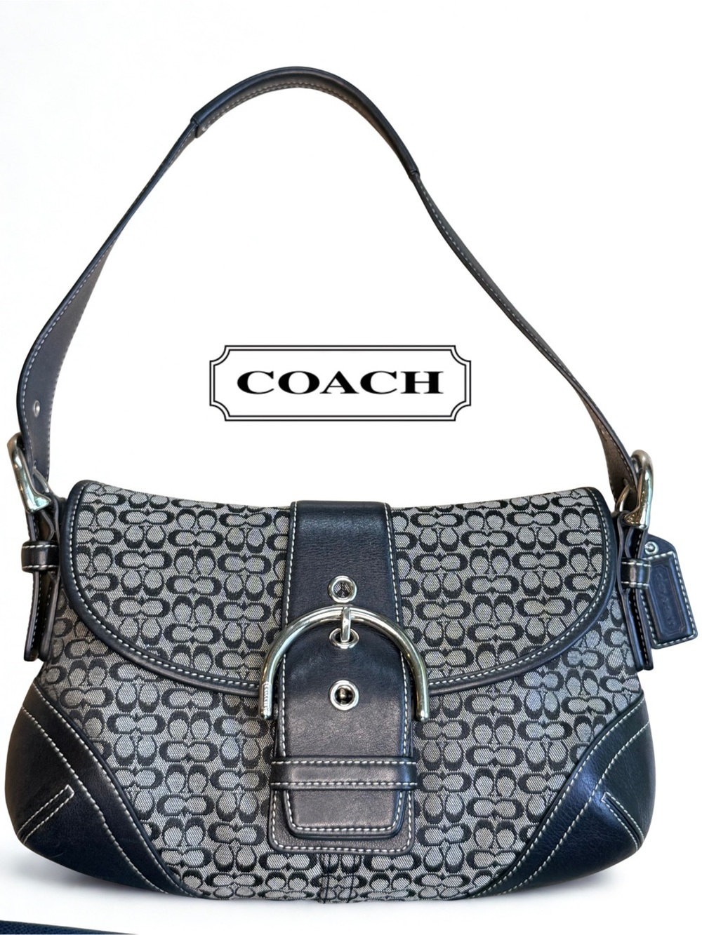 VTG Y2K Coach Soho Leather Shoulder Bag Hobo Classic Crescent 90s #6818